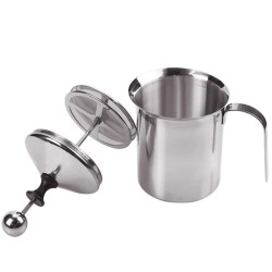 Espumador de leche BALASHOV: Doble malla, 800 ml, para café cremoso y más